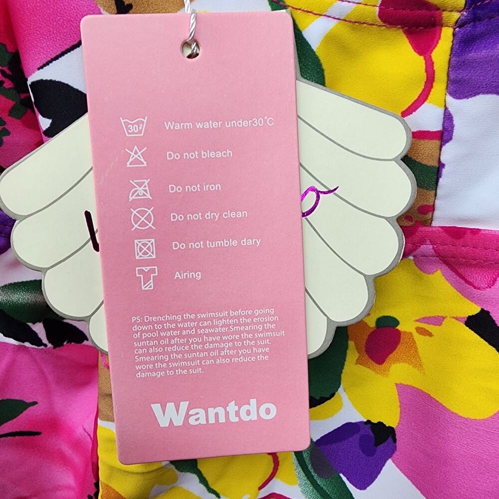 NWT Wantdo Floral Swimsuit Dress 3X 22W-24W One Piece Tie Front Pink Vacation - Picture 13 of 15